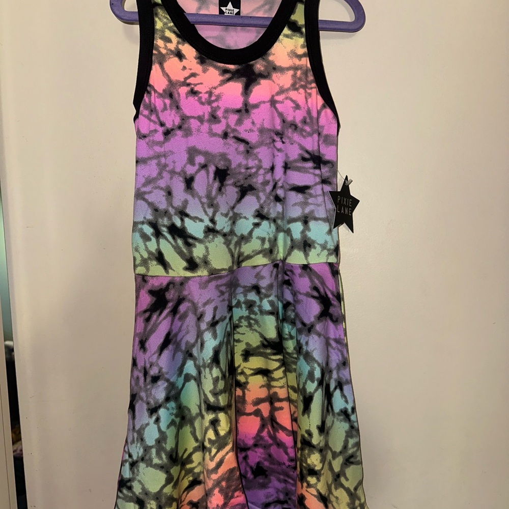 Pixie Flair size 7 NWT Rainbow Tie-Dye Kids Dress